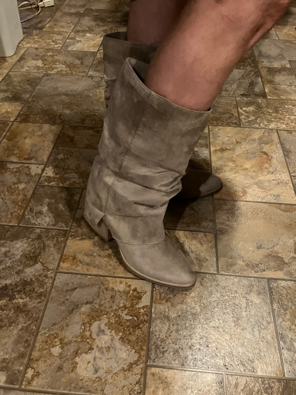 Women’s Taupe Slouch Suede Knee Boot